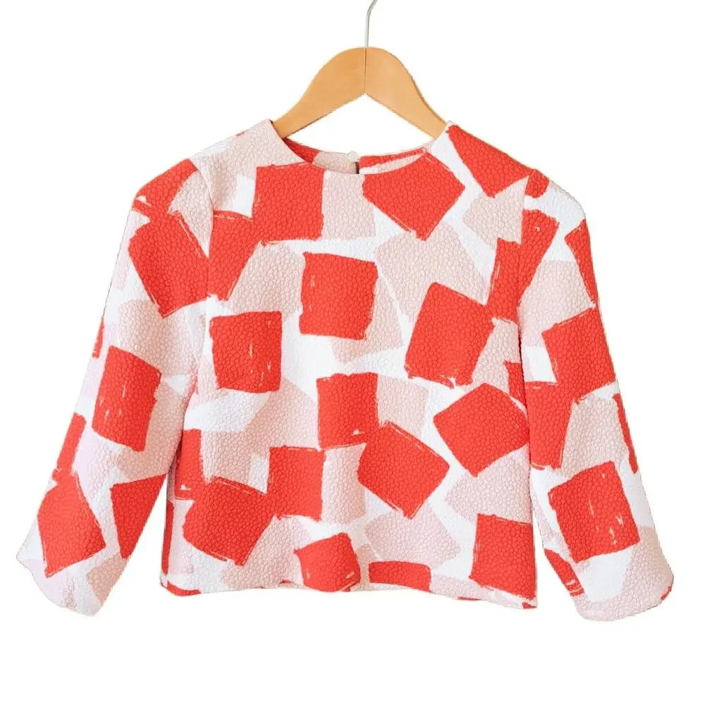 L.K. Bennett Nadine Textured Overlay Top Size Tomato Crop